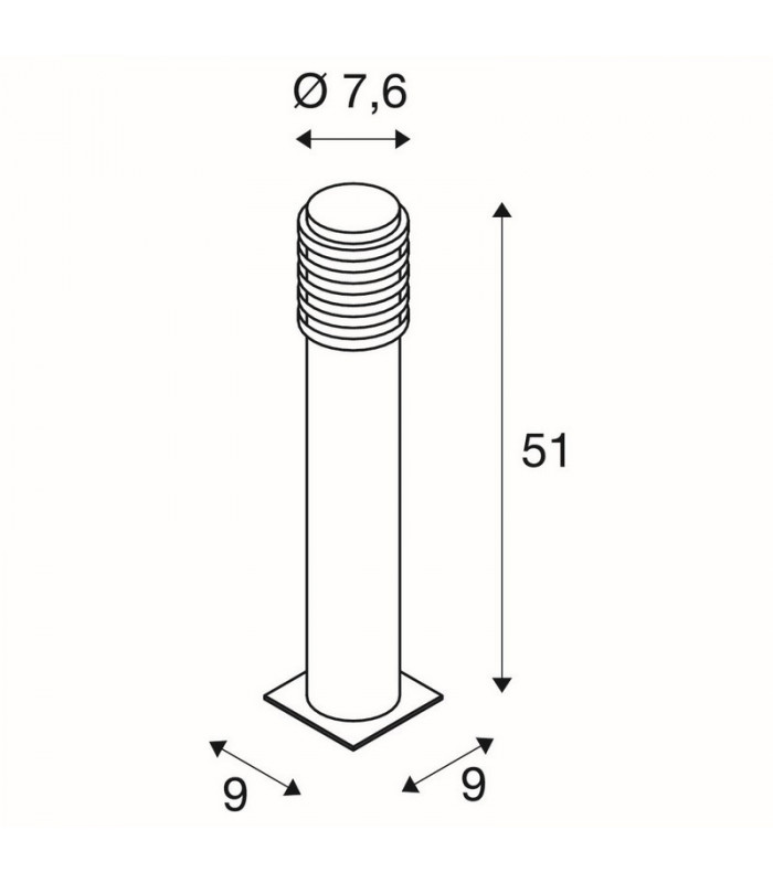 1 Light Big Nails Plus 50 Bollard Light, Stainless Steel 304, E27, Ip44