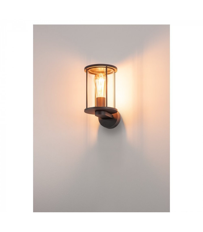 1 Light Round, Anthracite, Clear Glass, IP55, E27