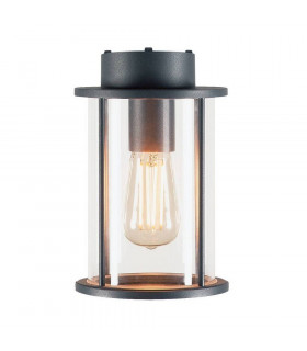 1 Light Outdoor Ceiling Light, A60, Round, Anthracite, Clear Glass, IP44, E27