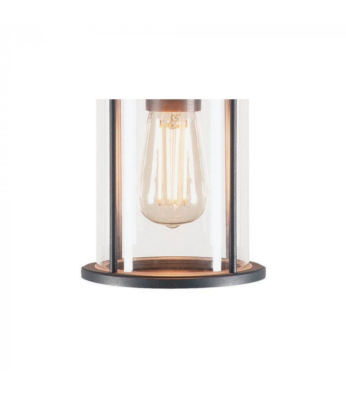 1 Light Outdoor Ceiling Light, A60, Round, Anthracite, Clear Glass, IP44, E27