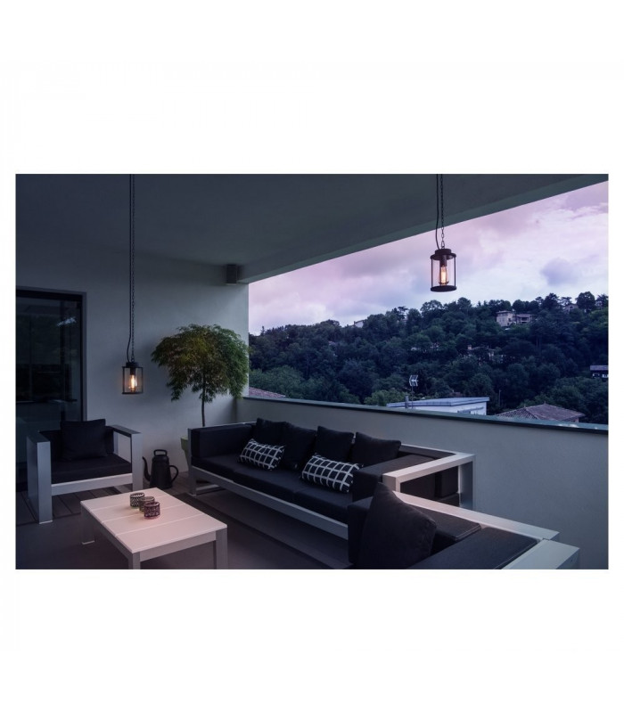 1 Light Outdoor Pendant, Anthracite, Includes 5M Chain And Connection Cable With Open Cable End, Ip44, E27
