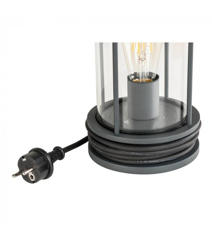 1 Light Outdoor Table Lamp, Incl.Connection Lead And Shock-Proof Mains Plug, Anthracite, Ip44, E27