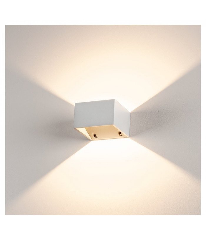 Outdoor Square Wall Light, White, 3.2W Cob Led, 3000K, Ip44, Up, Down
