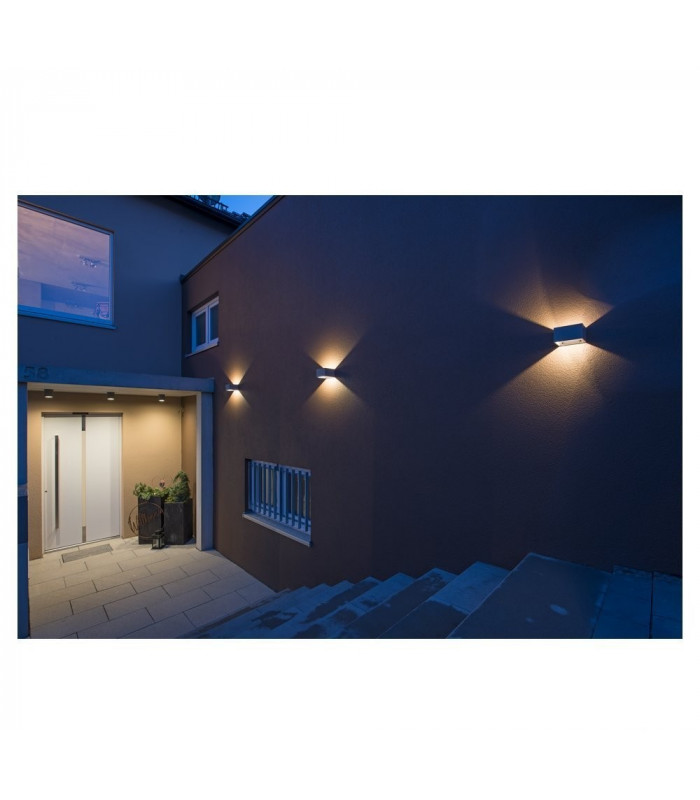 Outdoor Square Wall Light, Anthracite, 3.2W Cob Led, 3000K, Ip44, Up, Down