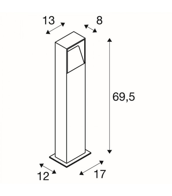 Outdoor Floor Stand, Square, Anthracite, 6W Led, 3000K, Ip44