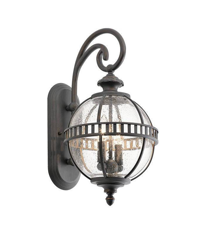 2 Light Outdoor Globe Wall Lantern Light Grey IP44, E14