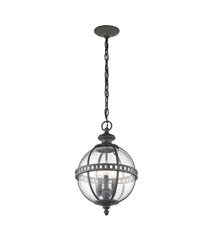 3 Light Outdoor Globe Ceiling Pendant Light Grey IP44, E14