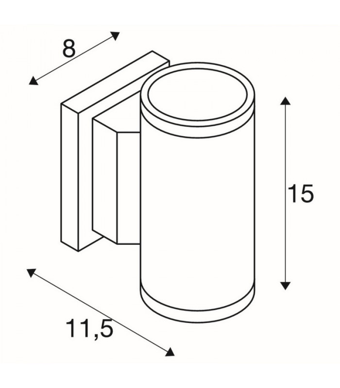 2 Light Wall Light, Silver-Grey, Gu10, Max 35W, Ip55