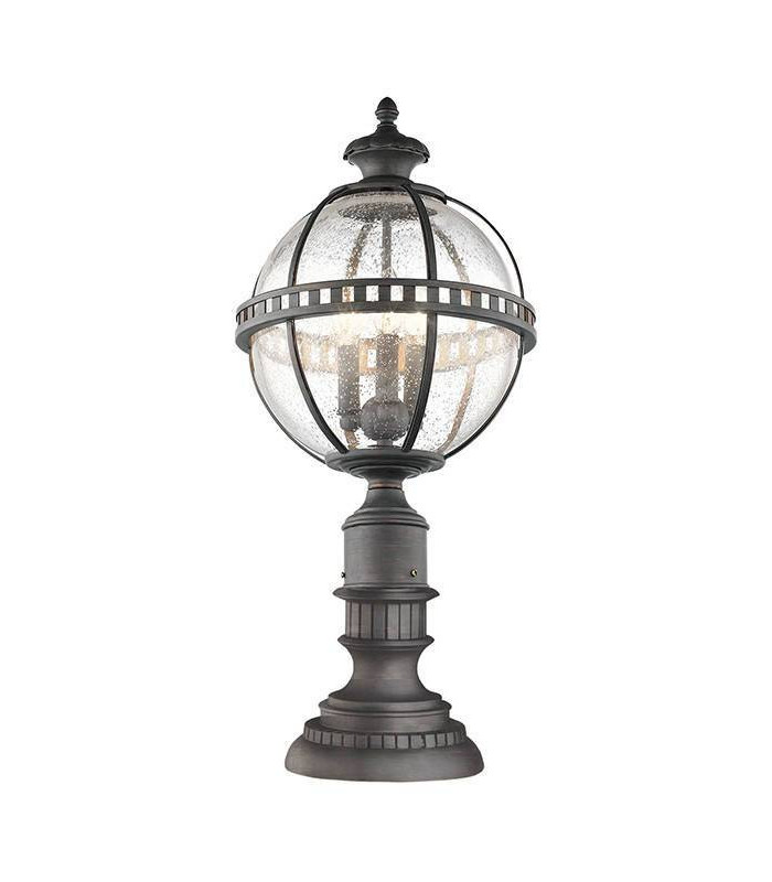 3 Light Outdoor Pedestal Lantern Grey IP44, E14