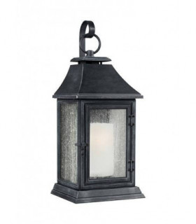 1 Light Outdoor Large Wall Lantern Light Weathered Zinc IP44, E27