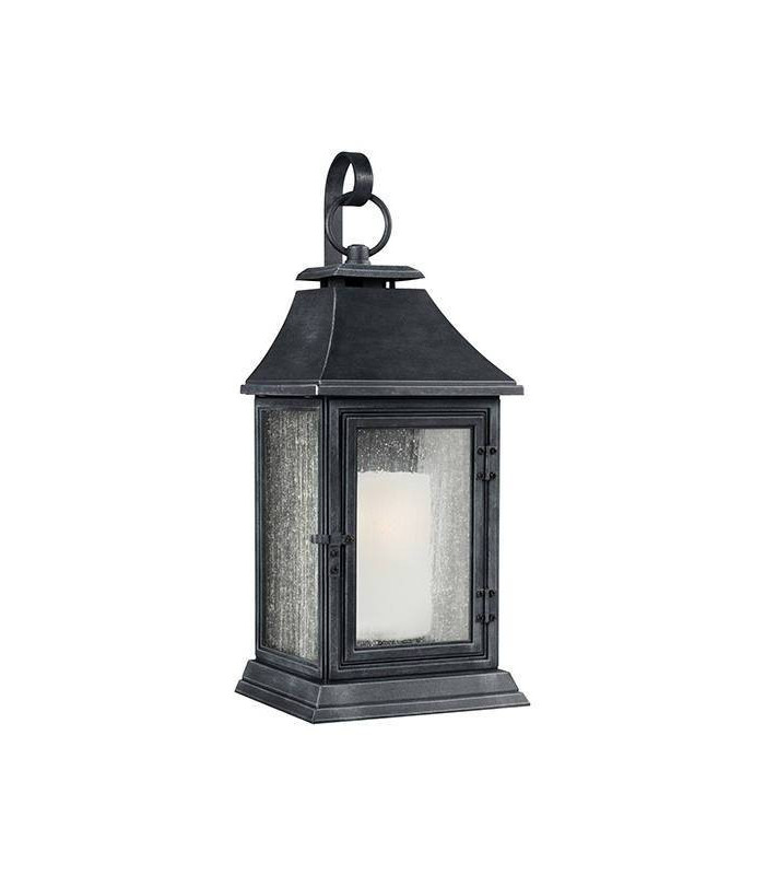 1 Light Outdoor Large Wall Lantern Light Weathered Zinc IP44, E27