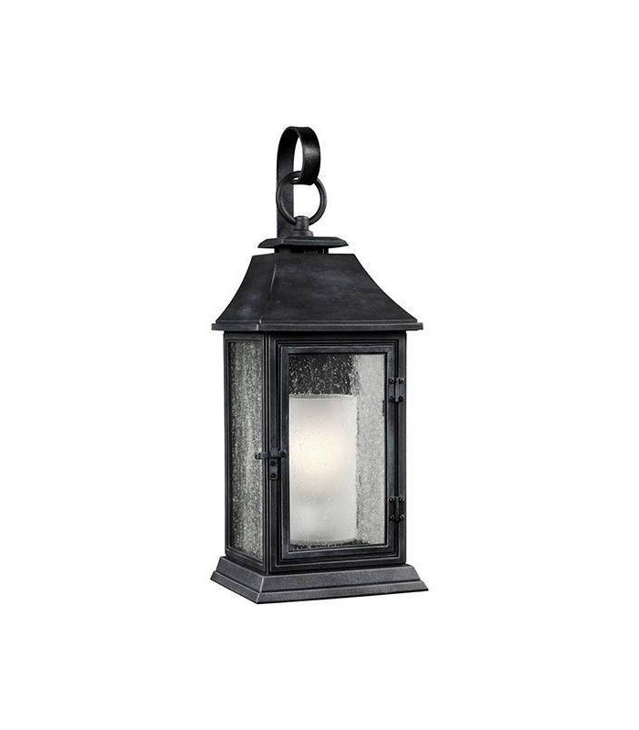 1 Light Outdoor Large Wall Lantern Light Weathered Zinc IP44, E27