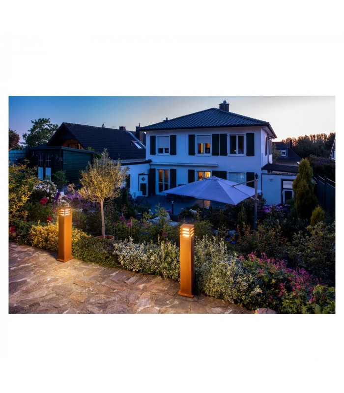 Square Floor Stand, Rusted Iron, 8.6W Cob Led, 3000K, Ip55