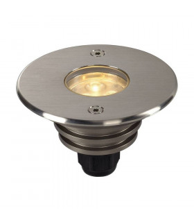 LED Ground Light Fitting, Round, Stainless Steel 316, 3000K, 12-25V, Ip67