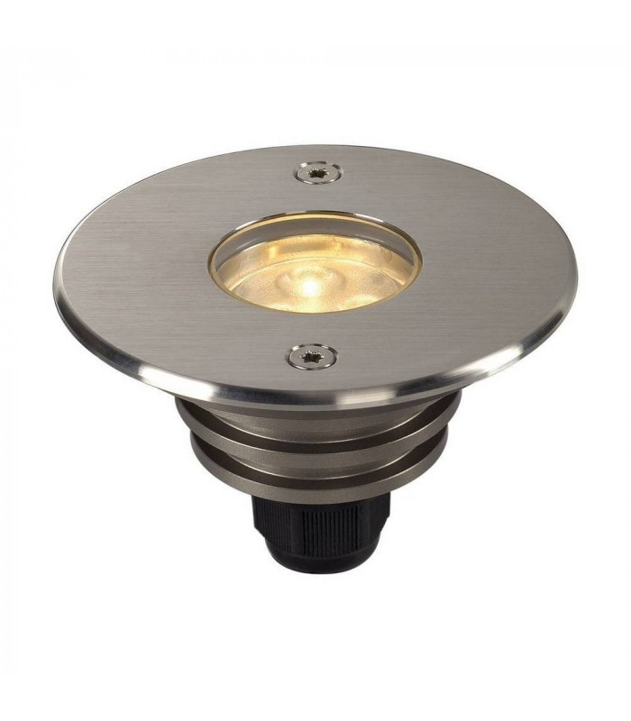 LED Ground Light Fitting, Round, Stainless Steel 316, 3000K, 12-25V, Ip67