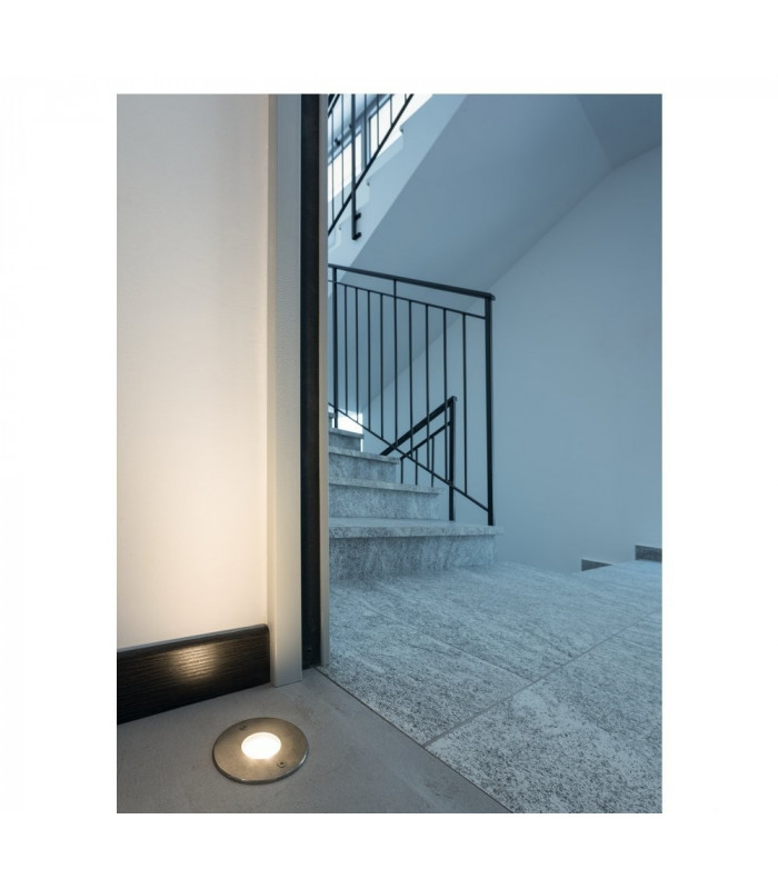 LED Ground Light Fitting, Round, Stainless Steel 316, 3000K, 12-25V, Ip67