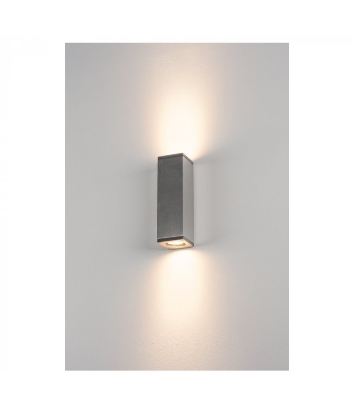 2 Light Outdoor Wall Light, Natural Aluminium, Ip44, GU10