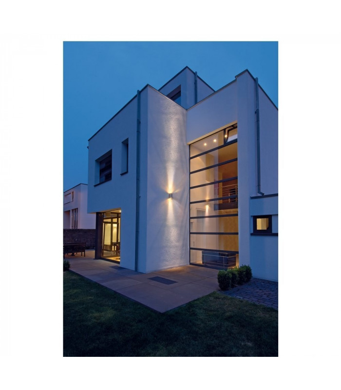 2 Light Outdoor Wall Light, Brushed Aluminium, Ip44, GU10