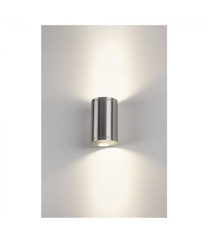 2 Light Outdoor Wall Light, Brushed Aluminium, Ip44, GU10
