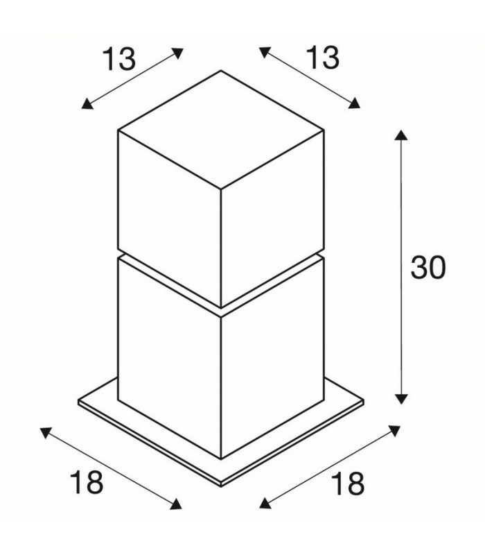 1 Light Square Outdoor Bollard, Stainless Steel 304, Ip44, E27