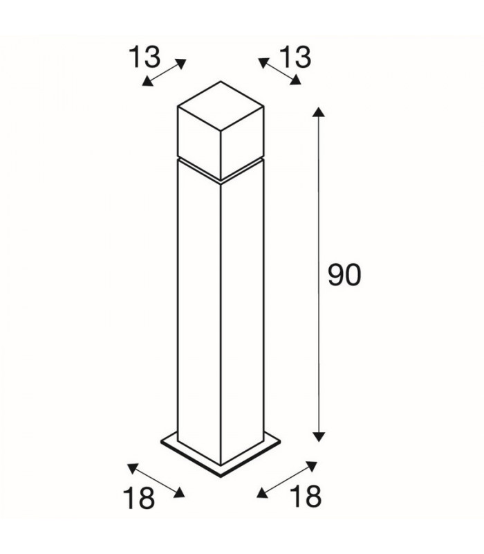 1 Light Square Outdoor Bollard, Stainless Steel 304, Ip44, E27