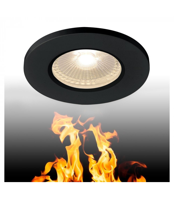 LED Recessed Fire Rated Ceiling Downlight, Black, 3000K, Dimmable, Ip65