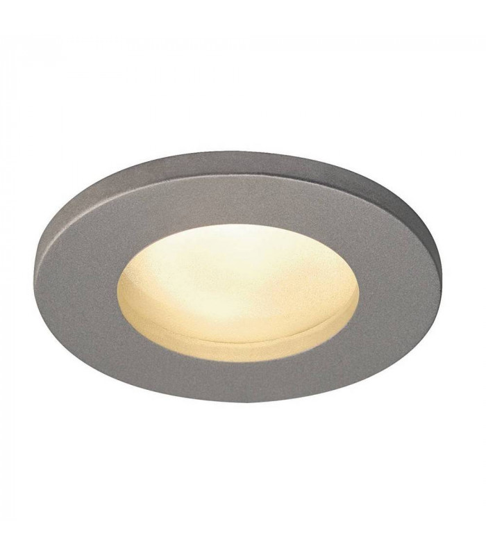 1 Light Round Recessed Spotlight, Silver Grey, IP65, GU10