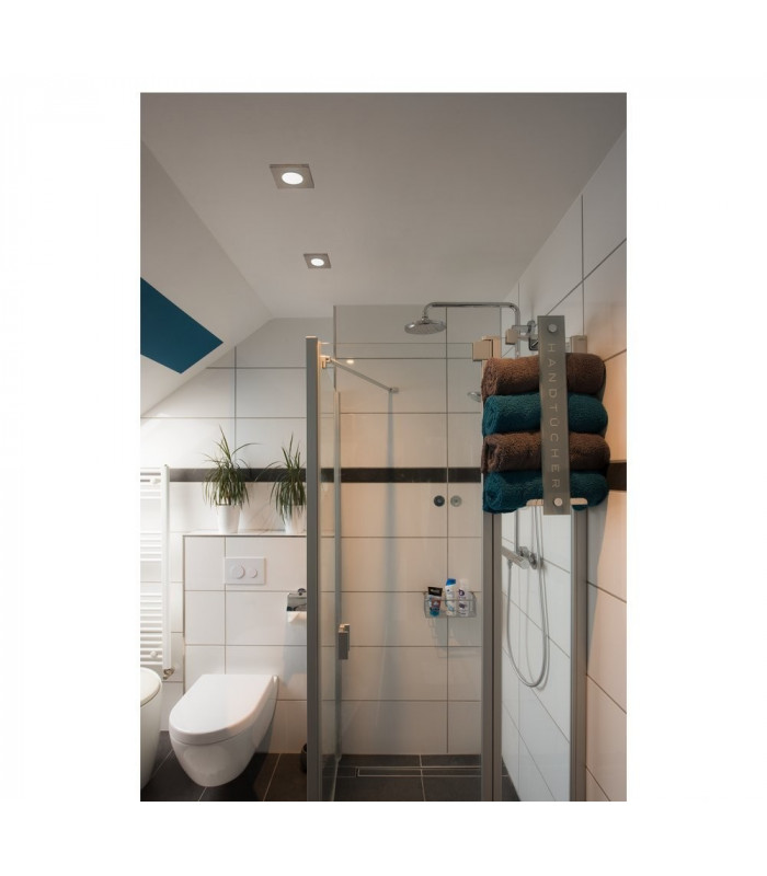Outdoor Square Recessed Spotlight, Matt Chrome, IP65, GU10