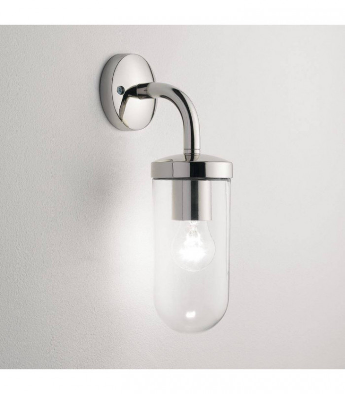 1 Light Outdoor Wall Light Polished Nickel IP44, E27