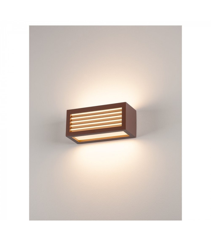 LED Outdoor Up Down Surface-Mounted Wall Light, Rust Coloured, Ip44, 3000K, 19W