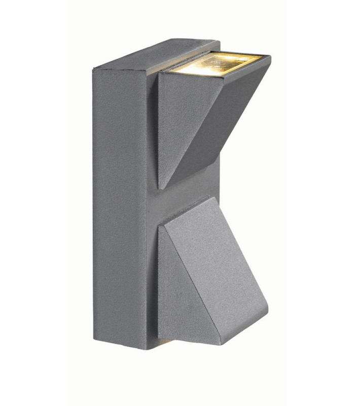LED Up Down 2 Light Outdoor Wall Lamp Grey IP44