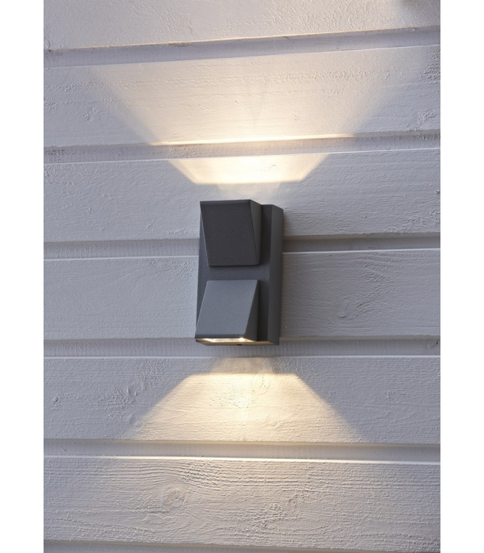LED Up Down 2 Light Outdoor Wall Lamp Grey IP44