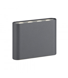 LED Up Down Outdoor Flush Wall Lamp Grey IP44