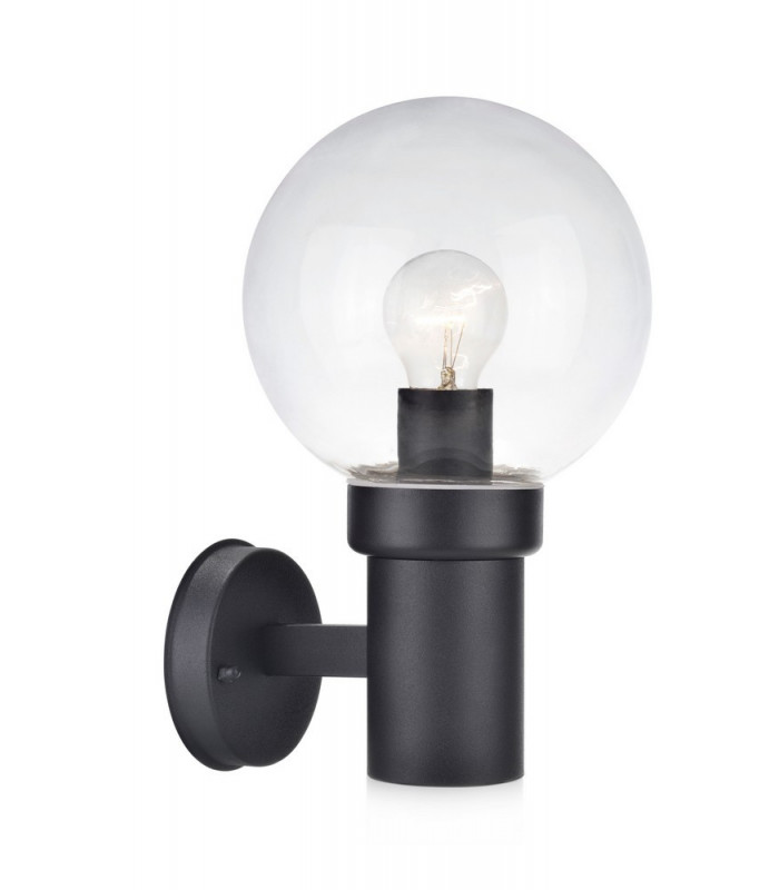 1 Light Outdoor Wall Lamp Black IP44, E27