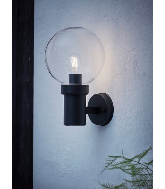 1 Light Outdoor Wall Lamp Black IP44, E27