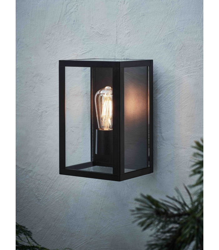 1 Light Outdoor Wall Box Lantern Lamp Black IP44, E27