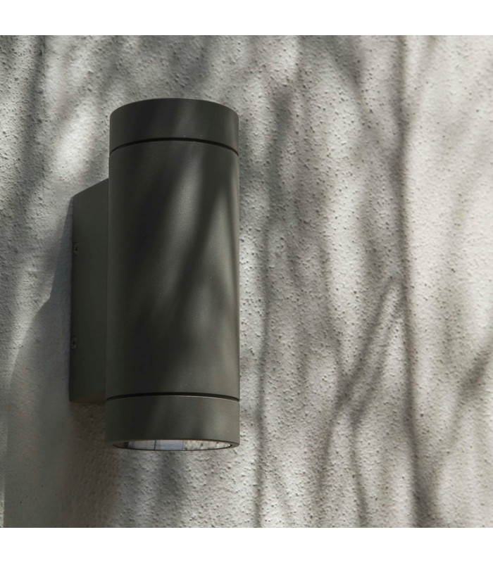 Twin Up Down LED Outdoor Wall Light Textured Grey IP54 8.1W