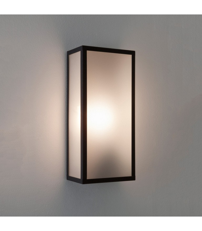 Outdoor LED Wall Lantern Textured Black Frosted IP44, E27