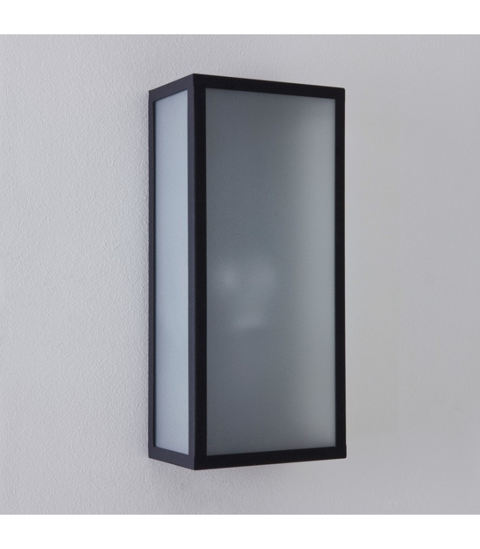 Outdoor LED Wall Lantern Textured Black Frosted IP44, E27