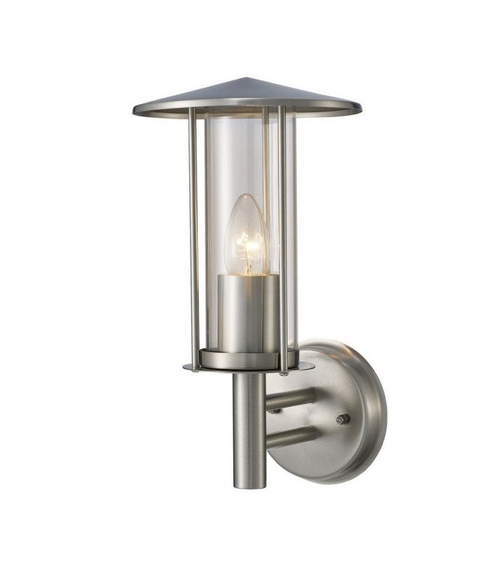 Wall Lamp 1 Light E27 IP44 Exterior Stainless Steel, Clear