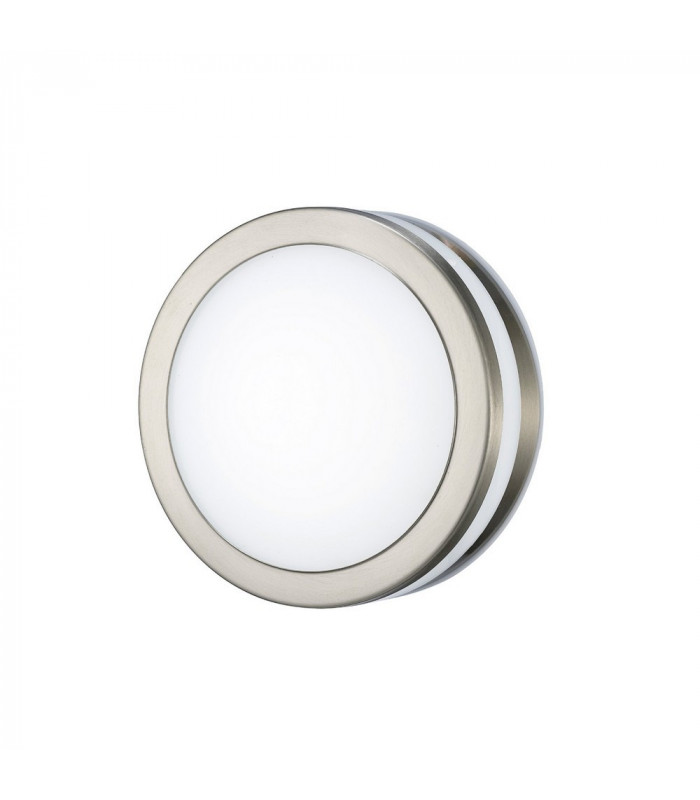 Round LED Flush Ceiling Light, Wall Lamp 2.4W 4000K IP44 Exterior Plain Design Stainless Steel, Opal