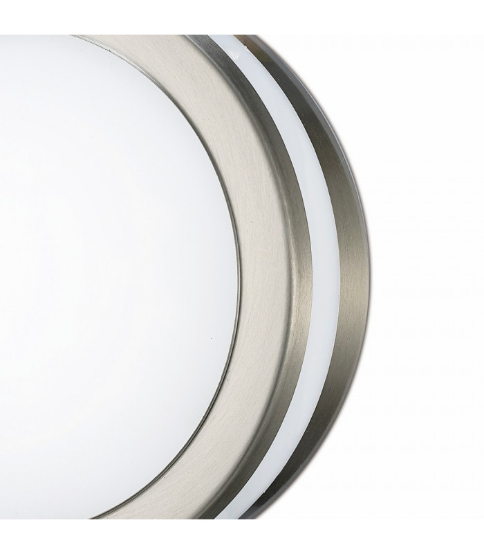 Round LED Flush Ceiling Light, Wall Lamp 2.4W 4000K IP44 Exterior Plain Design Stainless Steel, Opal