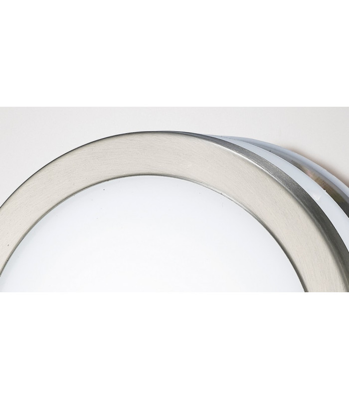 Round LED Flush Ceiling Light, Wall Lamp 2.4W 4000K IP44 Exterior Plain Design Stainless Steel, Opal