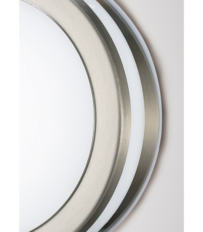 Round LED Flush Ceiling Light, Wall Lamp 2.4W 4000K IP44 Exterior Plain Design Stainless Steel, Opal