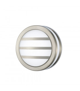 Round LED Flush Ceiling Light, Wall Lamp 2.4W IP44 Exterior Louvre Design Stainless Steel, Opal
