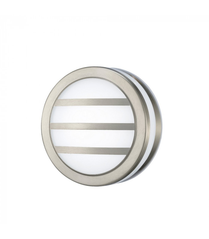 Round LED Flush Ceiling Light, Wall Lamp 2.4W IP44 Exterior Louvre Design Stainless Steel, Opal