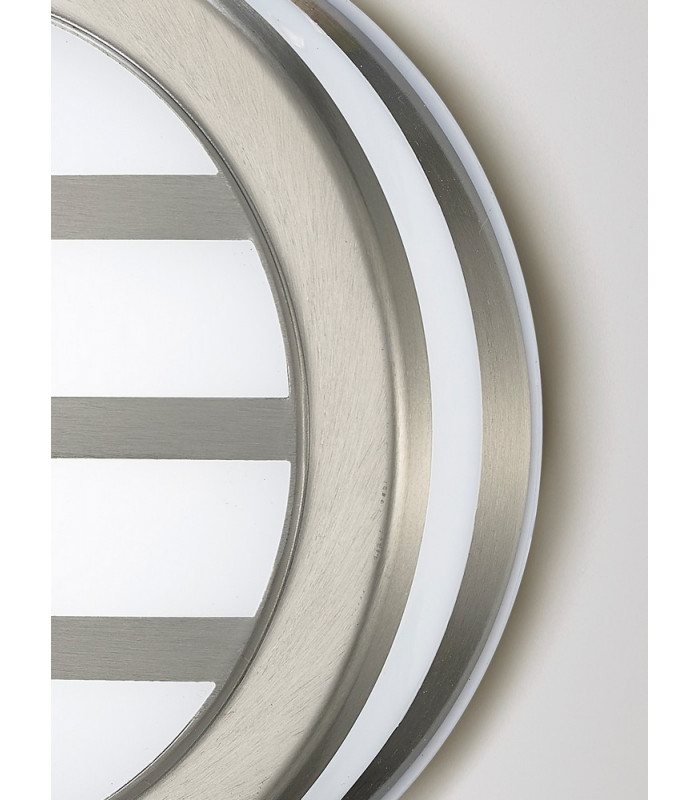 Round LED Flush Ceiling Light, Wall Lamp 2.4W IP44 Exterior Louvre Design Stainless Steel, Opal