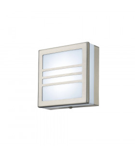Square LED Flush Ceiling Light, Wall Lamp 2.4W IP44 Exterior Louvre Design Stainless Steel, Opal