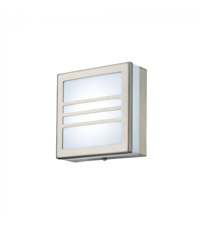 Square LED Flush Ceiling Light, Wall Lamp 2.4W IP44 Exterior Louvre Design Stainless Steel, Opal