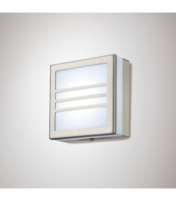Square LED Flush Ceiling Light, Wall Lamp 2.4W IP44 Exterior Louvre Design Stainless Steel, Opal